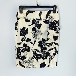 WHBM Black & White Pencil Skirt w/ Ruffle